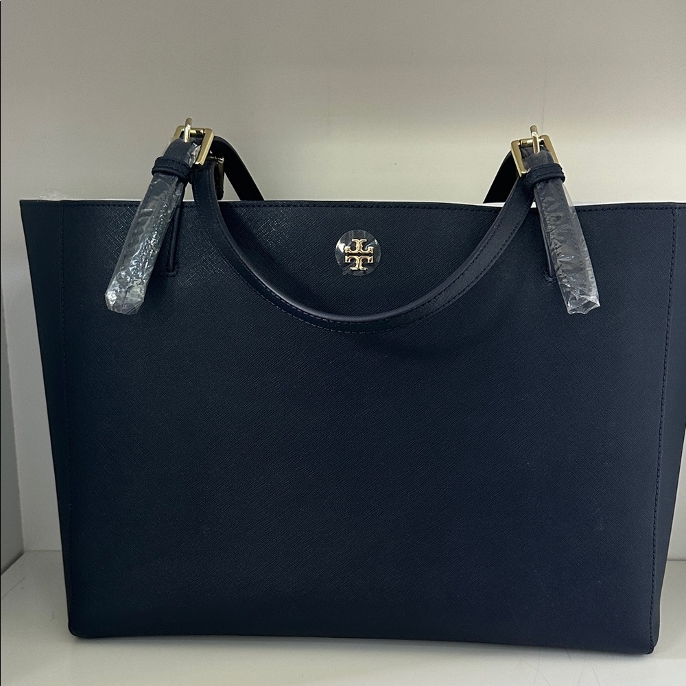 Tory Burch Navy Leather Tote. Mint condition!